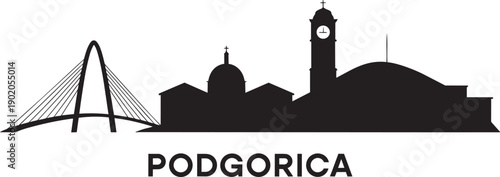 Podgorica montenegro city skyline silhouette vector illustration for travel design elements