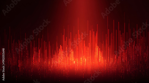 Vibrant red sound wave visualization creating dynamic motion and energy, perfect for music and technology themes.