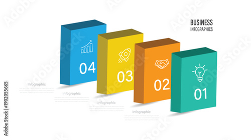 3d business infographic vector design with 6 successive steps. Timeline design for brochure, presentation. Infographic design layout
