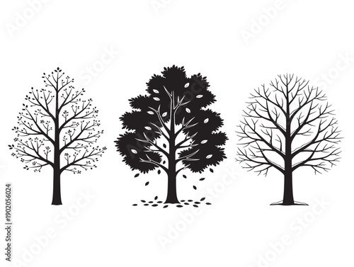 Seasonal tree silhouette collection with natural variety
