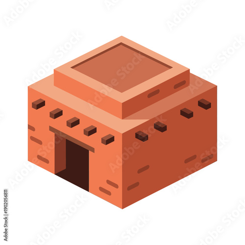 3D illustration of an ancient temple or fortress structure.