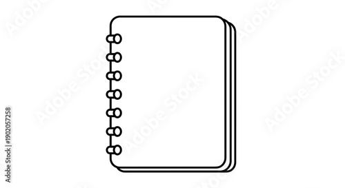 Illustration of a perforated notebook sheet with rounded edges, isolated on a clean white background, featuring spiral binding and minimalistic design
