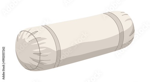 Cotton bolster pillow isolated on a white background, showcasing cylindrical design with stitched ends and soft texture, ideal for home decor