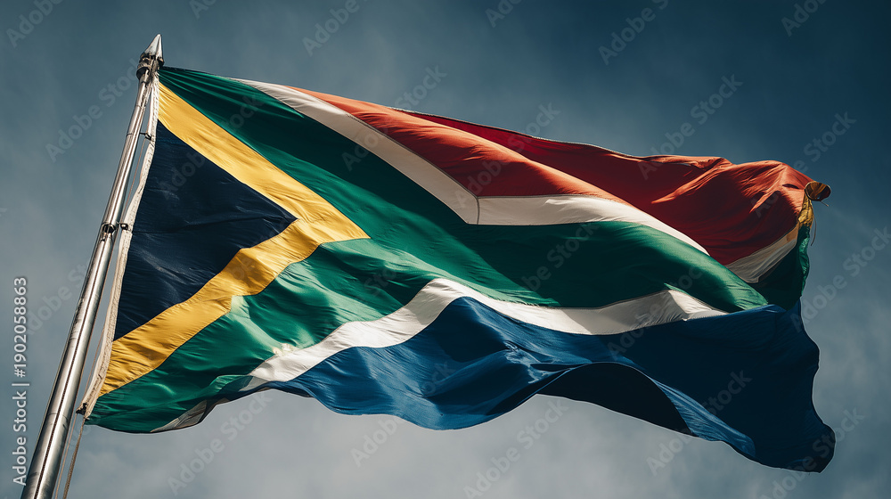 Fototapeta premium south african flag waving in the wind. flag of south africa