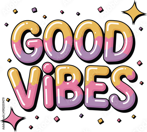 Good Vibes positive lifestyle typography vector with playful style