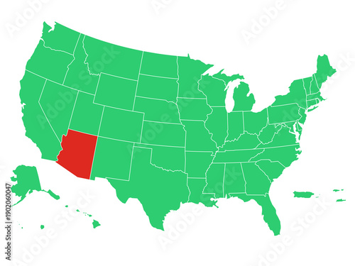 Map USA States Highlight Arizona Solid