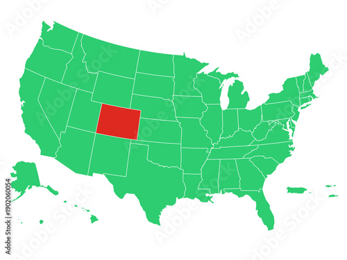Map USA States Highlight Colorado Solid