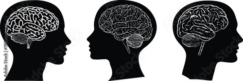 Human Mind Silhouette Set Vector 
