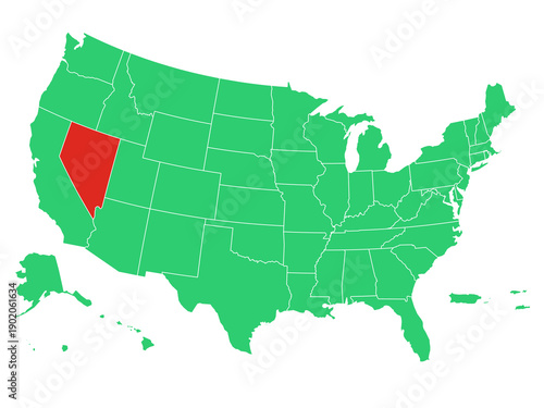 Map USA States Highlight Nevada Solid