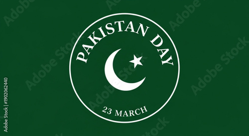 Pakistan day logo with crescent moon and star on green background 23 march celebration symbol