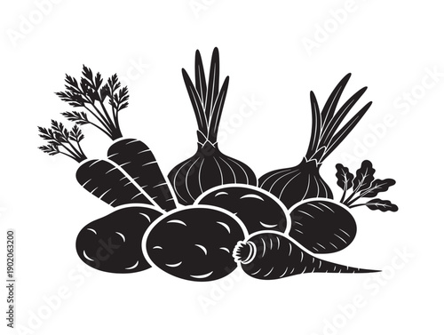 Strong roots shadow dramatic nature vector artwork