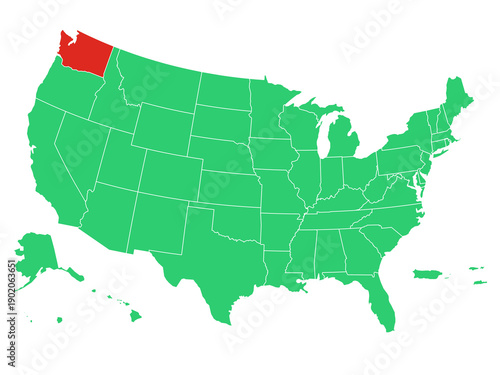 Map USA States Highlight Washington Solid