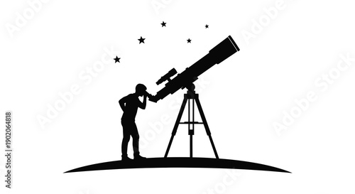 A person gazes through a telescope at a starlit night sky a captivating black silhouette high quality professional