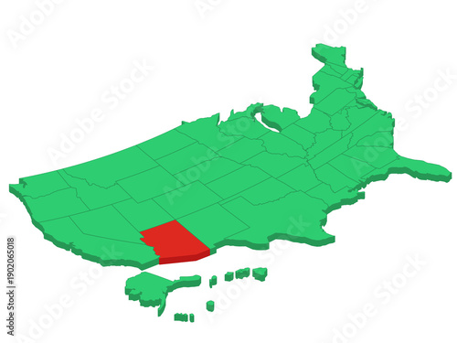 Map USA Isometric States Arizona Solid