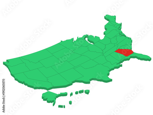 Map USA Isometric States Georgia Solid