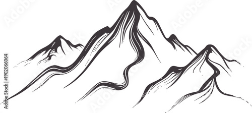 Minimalist style of a mountain range peak summit