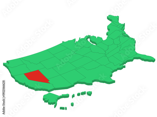 Map USA Isometric States Nevada Solid