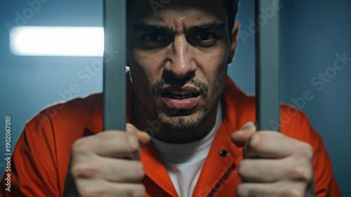 Wallpaper Mural Man Holding Prison Bars Representing Confinement and Loss of Freedom Torontodigital.ca