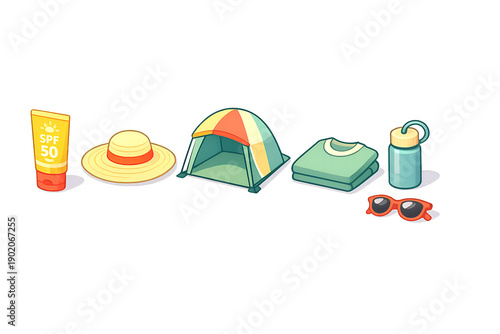 Stay Safe This Summer – Isometric Safety Icon Set
