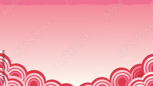 Overlapping heart shapes in gradient pink background flat vector papercut artwork for love and affection concepts