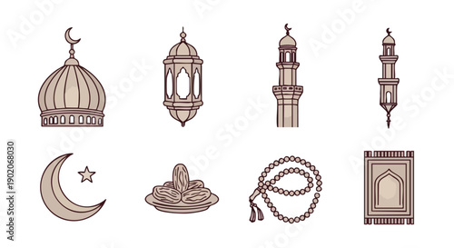 Ensemble Élégant de Symboles Islamiques or et Bordeaux