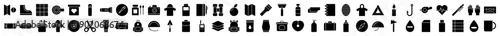 Outdoor adventure and survival icons in a black filled silhouette style for camping gear.