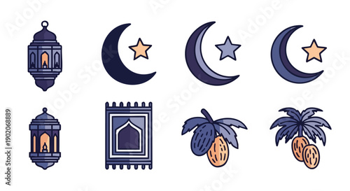 Icônes Duoton Géométriques Symboles du Mois Saint