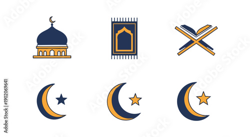 Minimal Navy Ochre Islamic Holiday Icons