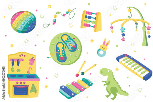 Set of Colorful Developmental Toys for Early Learning and Child Growth