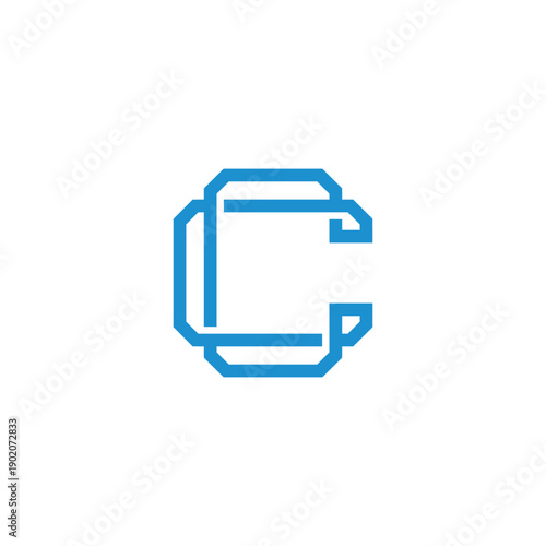 Photos Geometric interlocking 'CC' monogram in a clean, modern line art style, perfect