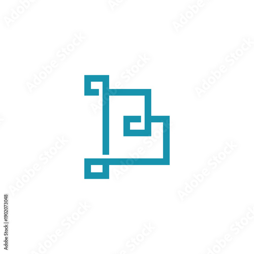 Modern Geometric Letter B Icon, Crafted with Continuous Teal Lines, Reflecting Innovation, Connection, and Professional Brand Identity through Minimalist Design
