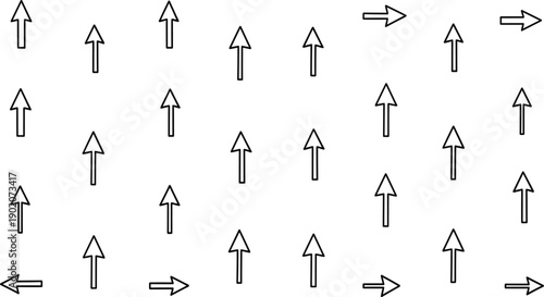 Minimalist seamless arrow vector pattern with monochrome directional icons for technical manuals corporate branding or modern textile design