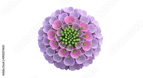 Abstract Spherical Floral Arrangement in Purple and Pink