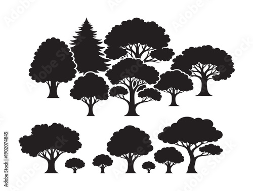 Tree family silhouette artwork with organic harmony