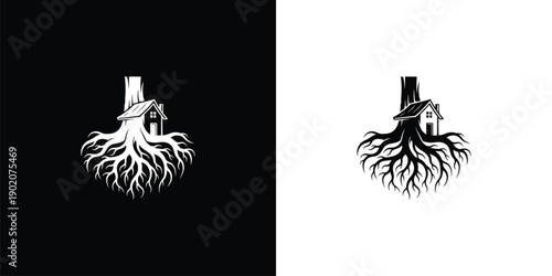 Tree Roots House Logo Nature Growth Stability Home.