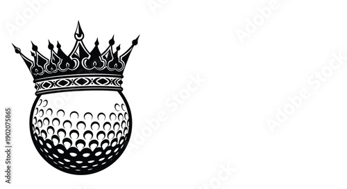 Golf ball wearing royal crown, symbolizing victory and achievement