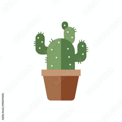 Cute Cartoon Cactus in Brown Pot