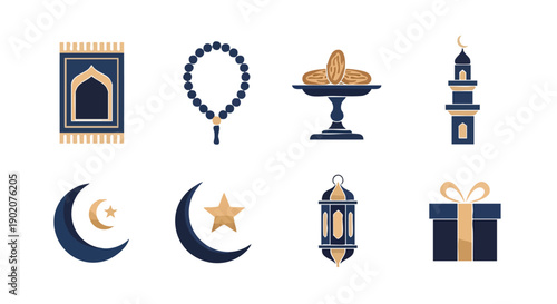 Duotons Abstraits Minimalistes Ramadan Bleu Marine et Or