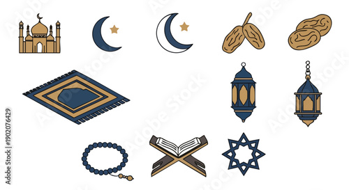 Ensemble Dicônes de Ramadan Bleu Doré Rahl