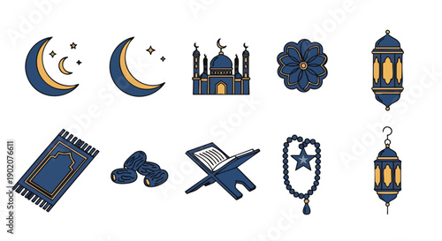 Ensemble Dicônes Essentielles du Ramadan Bleu Or