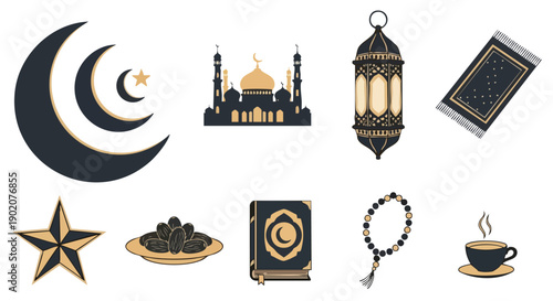 Essentiels Dicônes du Ramadan Minimalistes or et Anthracite