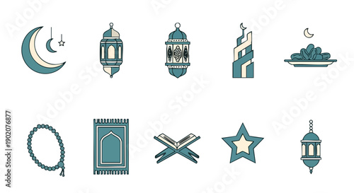 Glyphes Utilitaires Bicolores pour Ramadan