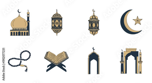 Icônes Duotones Religieuses dArchitecture Islamique