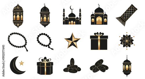 Iconographie Dorée du Ramadan et Support de Coran