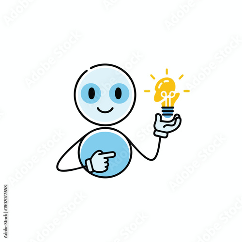 Cartoon Character with Bright Idea