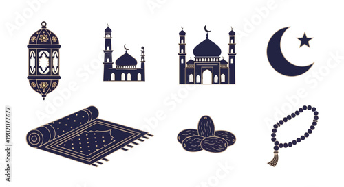Iconographie Sacrée du Ramadan Indigo Profond et Or