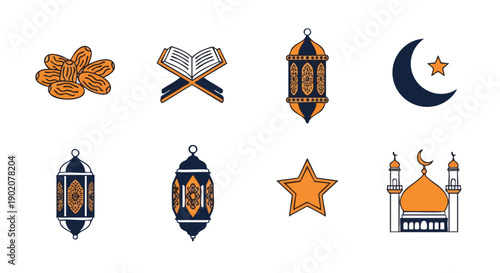 Symboles Islamiques Minimalistes et Icônes de Rehal