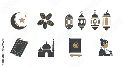 Symboles Ramadan Abstraits Bicolores Or