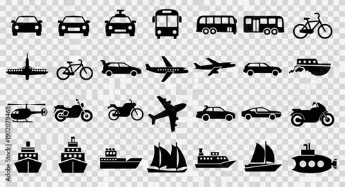 Collection of Transportation Icons and Symbols.