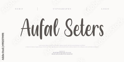 Aufal Seters, Script Font, aesthetic, Uppercase Lowercase and Number. wedding font, Classic Lettering Minimal Fashion Designs. Typography modern serif fonts regular decorative vintage concept. vector 